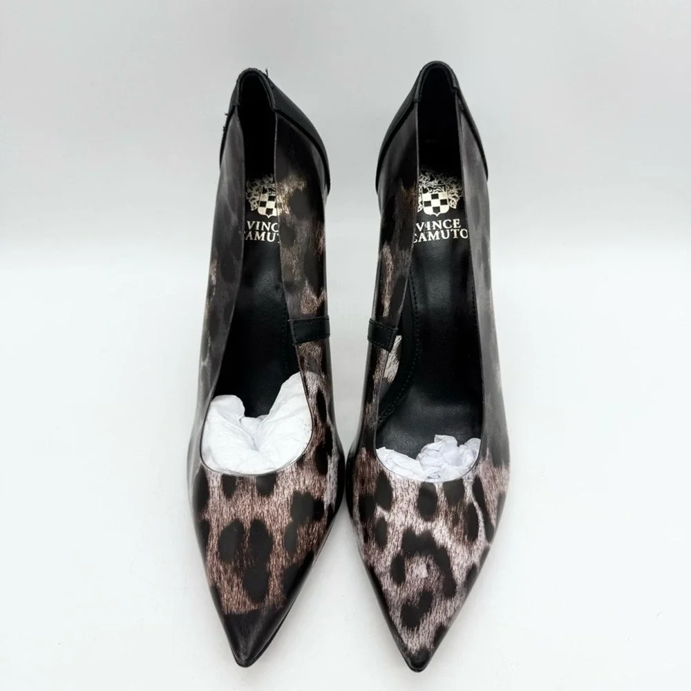 NWOT Vince Camuto Anessta Pump Animal print Leopard Pointed High Heels Clear 7.5